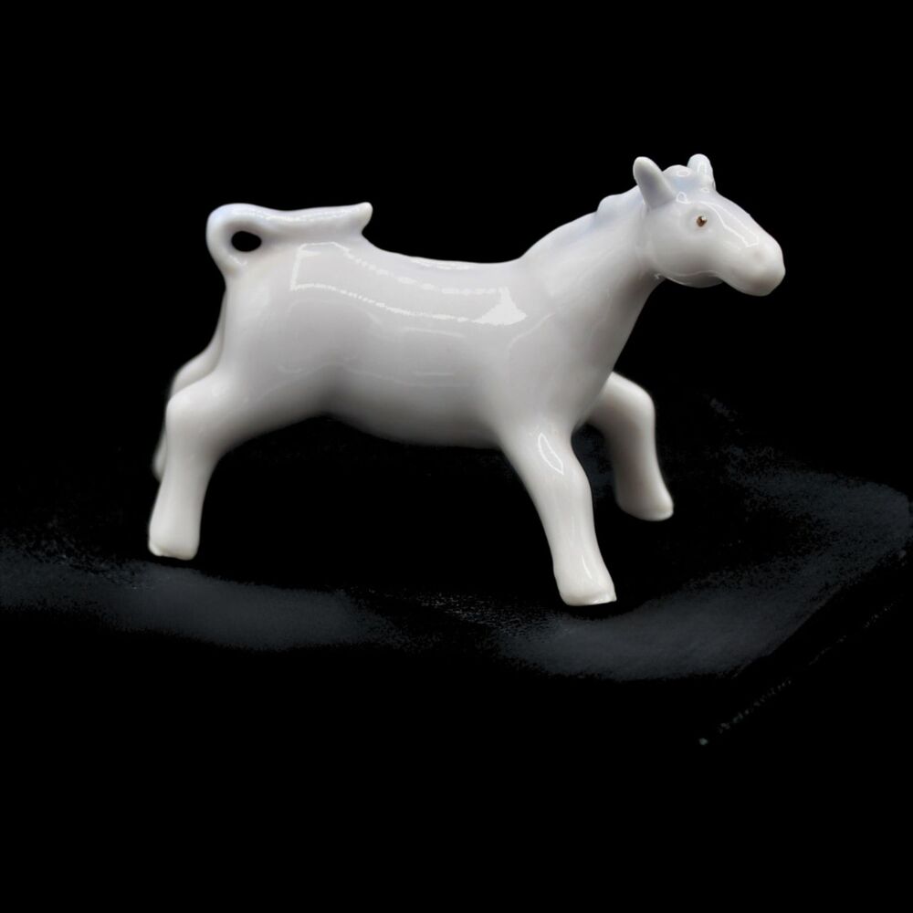 Vintage Miniature Porcelain Horse Figurine White Glossy Finish Occupied Japan